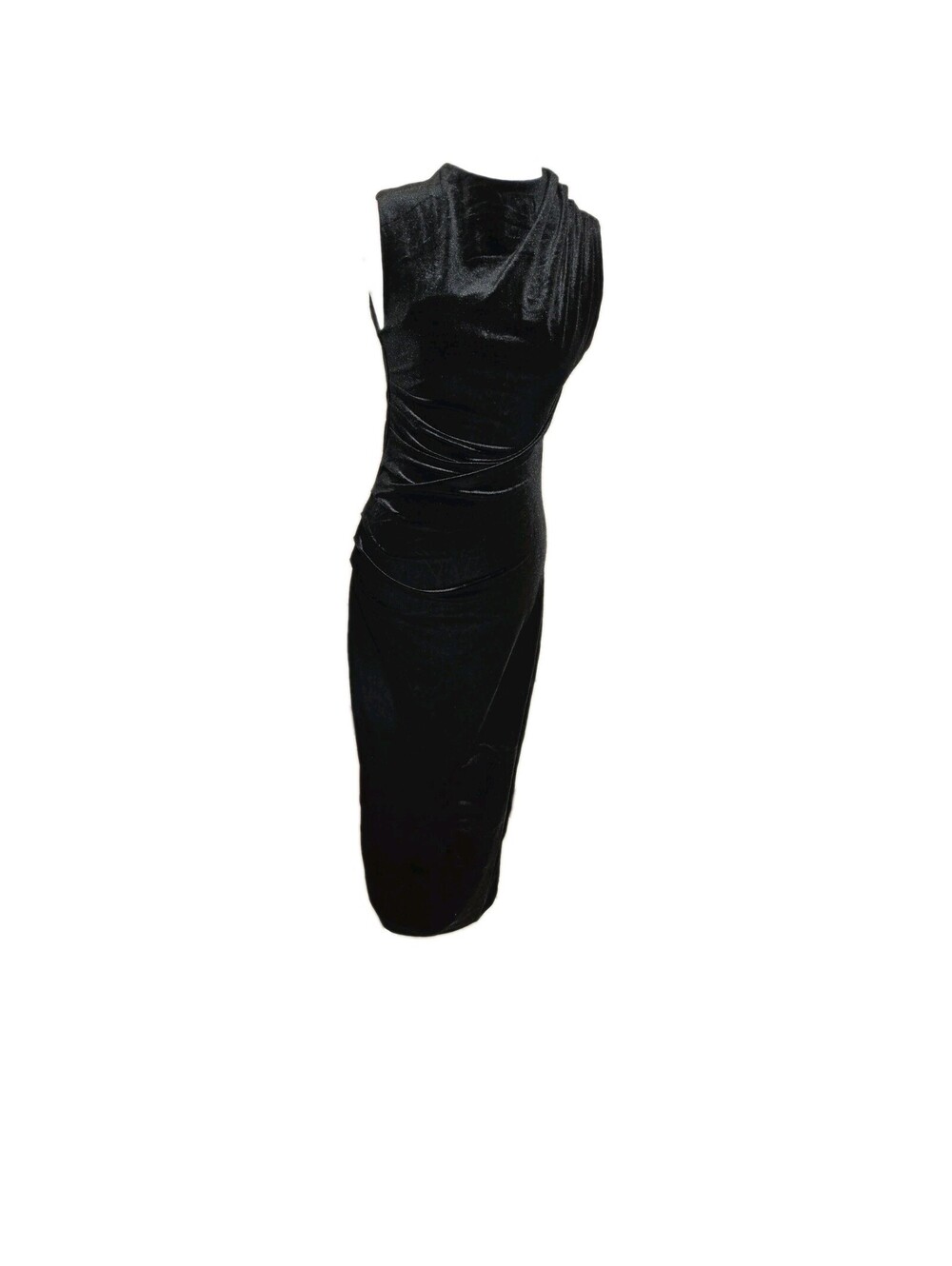 Divided NWT Maxi Dress Sz S Black Body Con Ruched Goth Punk Sexy LBD Event
